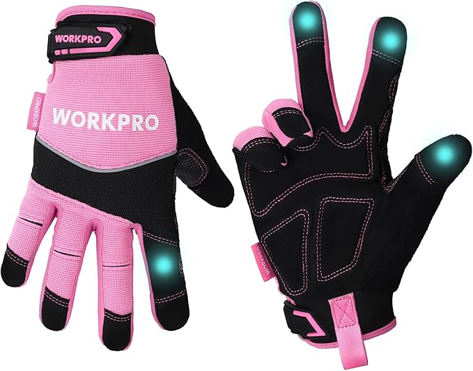 WORKPRO Safety Work Gloves, Mechanic Working Gloves for Men Women, Touch Screen, Terry Fabric, Non-Slip