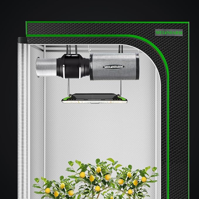 MELONFARM 6" Air Carbon Filter Smelliness Control with Australia Virgin Charcoal, Odor Removal Carbon Filter for Grow Tent, Inline Fan, Hydroponics, Pre-Filter Included, Insulated Flange 6" x 11.8"