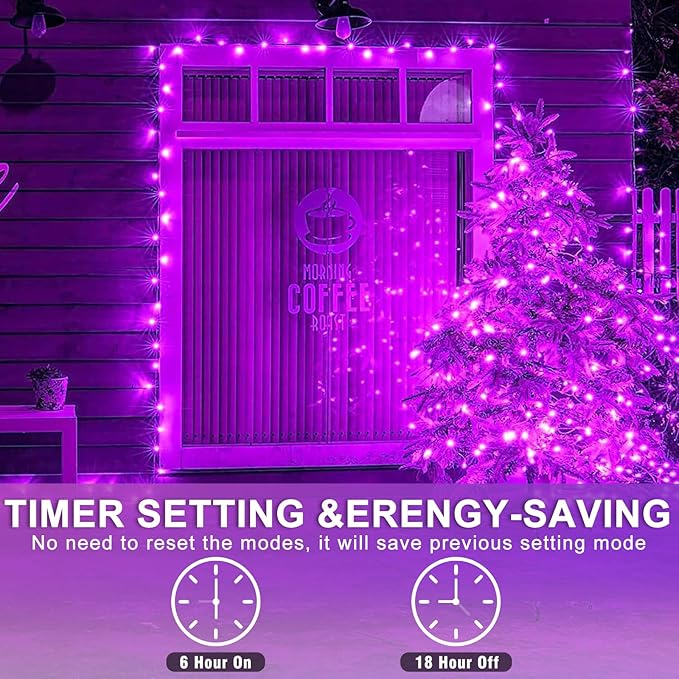 120 LED Purple Christmas Lights 40 FT String Lights Indoor Outdoor 8 Modes Plug in Waterproof Purple String Lights for House Room Christmas Tree Thanksgiving Decorations