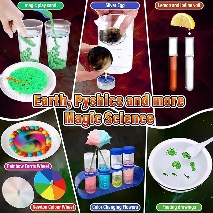 PATIFEED 250 Experiments Kits for Kids, Science S.T.E.M Projects Scientific Toys for Boys Girls Gifts Ideas Birthday Christmas, Erupting Volcano, Planet, Bouncy Ball,Chemistry Scientist Set