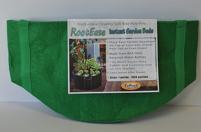 Enroot RootEase Garden Planting Aeration Fabric Container, Heavy Duty Durable Fabric Grow Pots, Perfect Harvest Planter, Raised Bed, Best Root Treatment Eco-Friendly Grow Bags (3 Gallon, Green)