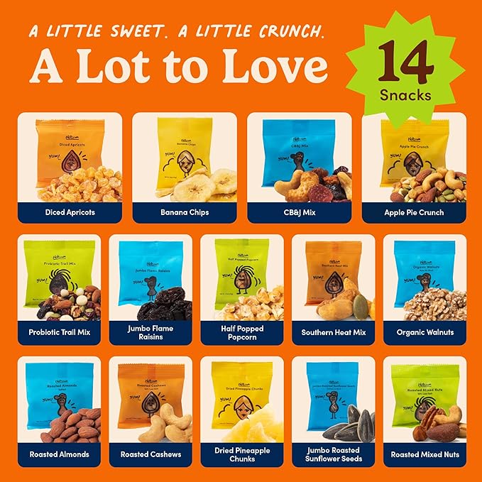 Nuts.com - Nuts and Dried Fruits Snack Box – Gourmet Mix Assortment for Winter, Valentine's Day and Festive Gifts – Package Includes Mixed Nuts, Dried Apricots & Fruits, Trail Mix, Heat Mix and Apple Pie Crunch