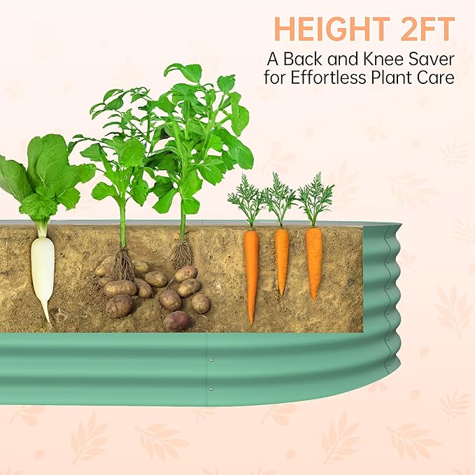 4x2x2 ft Galvanized Raised Garden Bed Outdoor, 24 in Tall Metal Planter Box for Flowers Herbs Vegetables, Rust-Resistant Raised Garden Beds for Gardening, Easy Assembly Outdoor Garden Box & Planters