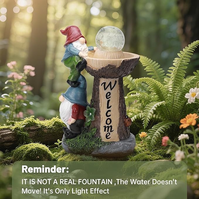 Solar Gnome Statue Outdoor Decor, Gnome with Glowing Globe Light Figurines - for Garden Patio Yard Lawn Housewarming for Women Mom Grandma