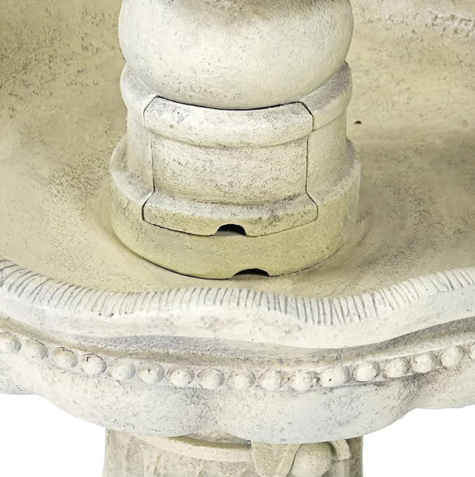 Sunnydaze 51-Inch Electric Water Fountain - Outdoor Water Feature - 3-Tier Outdoor Fountain with Pineapple Top - White