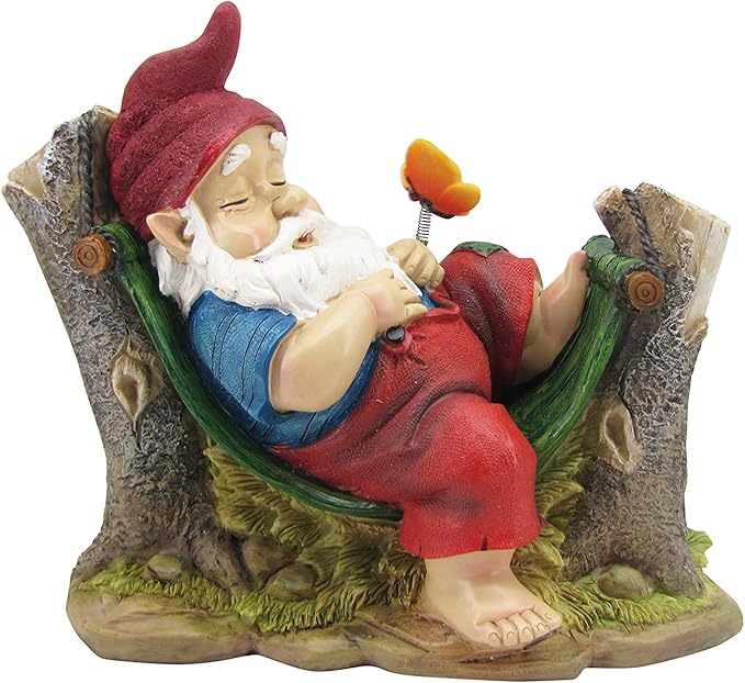 Comfy Hour Seed Soil and Yard Collection Resin Garden Gnome Sleeping On Stump Dwarf Figurine, Outdoor Decor