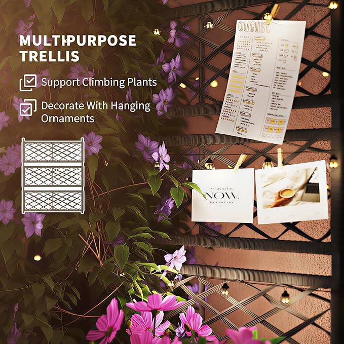 Outsunny Raised Garden Bed with Trellis, Outdoor Wicker Planter, Freestanding Rattan Planter Stand with Storage Shelf for Climbing Plants, Flowers, Herbs, Vegetables, Black
