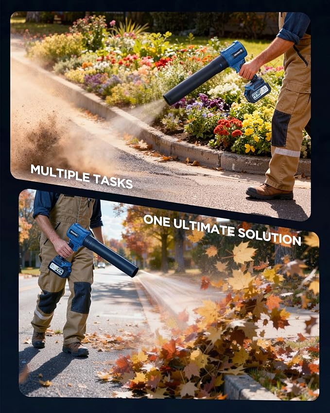Cordless Leaf Blower with Battery and Charger,Electric Leaf Blower,(1000000)RPM,Batteries & Charger,Lightweight Handheld with Extended Nozzle,Portable Blower for Patio Cleaning,Blowing Leaves and Dust