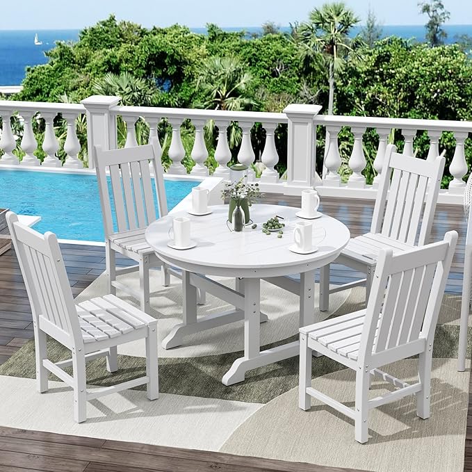 WestinTrends Malibu HDPE Outdoor Armless Patio Dining Chair White