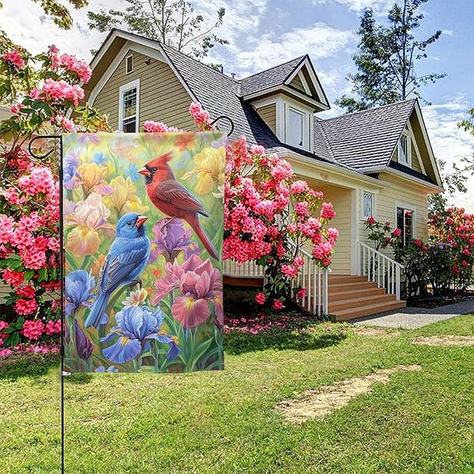 Birds Garden Flag 12x18 Inch Double Sided All-Weather Polyester Outdoor Flag For Patio Lawn Yard And Garden Welcome Decor