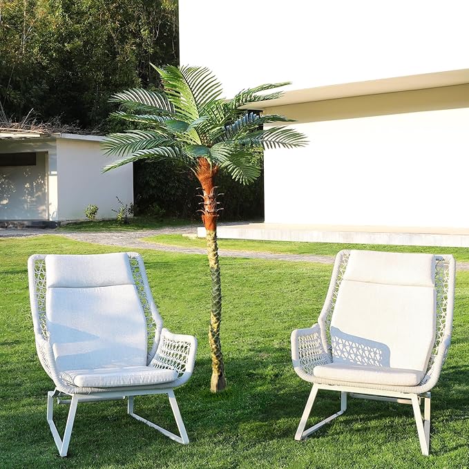 7Ft Artificial Sago Palm Tree Tall Fake Palm Plant with 12 Pcs Adjustable Leaves Tropical Decor Plastic Faux Tree in Pot Realistic Fake Plants for Home Indoor Office Patio Porch