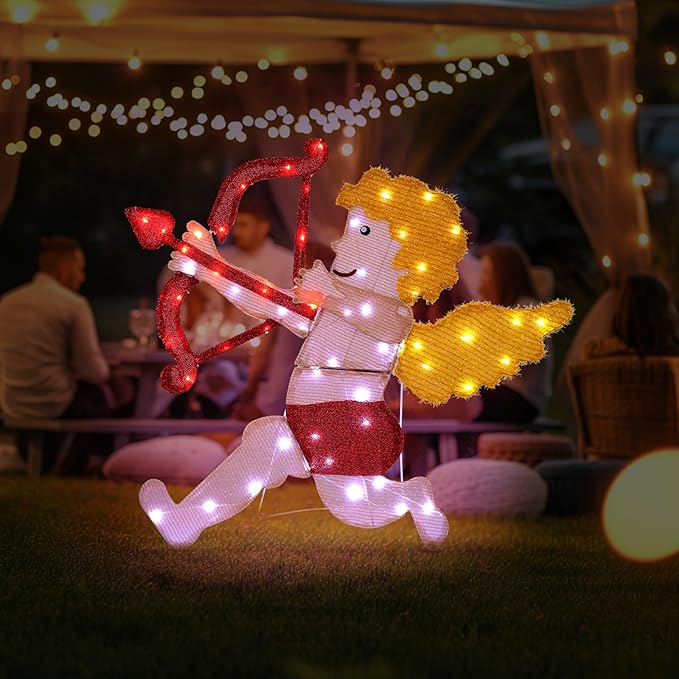 Valentines Day Decorations Outdoor, Cupid Garden Valentine's Day, Romantic Cupid Decoration for Valentine Lawn Farmhouse Outdoor Decor