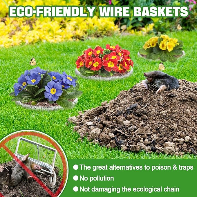 Aulock 1 Gallon Plant Root Protector for Gopher Voles Moles, 12 Pack Stainless Steel Guard Baskets Cages