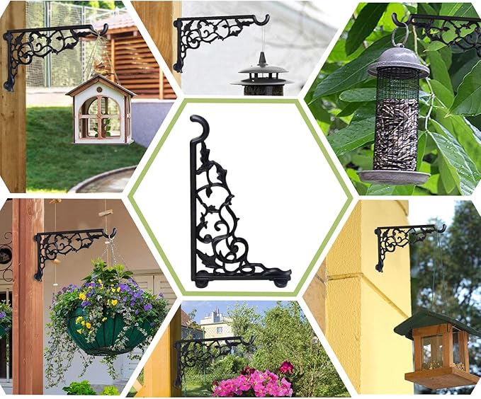 Plant Hanging bracket,13 Inch Aluminum Heavy duty plant hanger,durable rust-resistant Decorative wall mount plant bracket hook for outdoor indoor Hanging Plant Flower Lantern Bird Feeder Wind Chimes