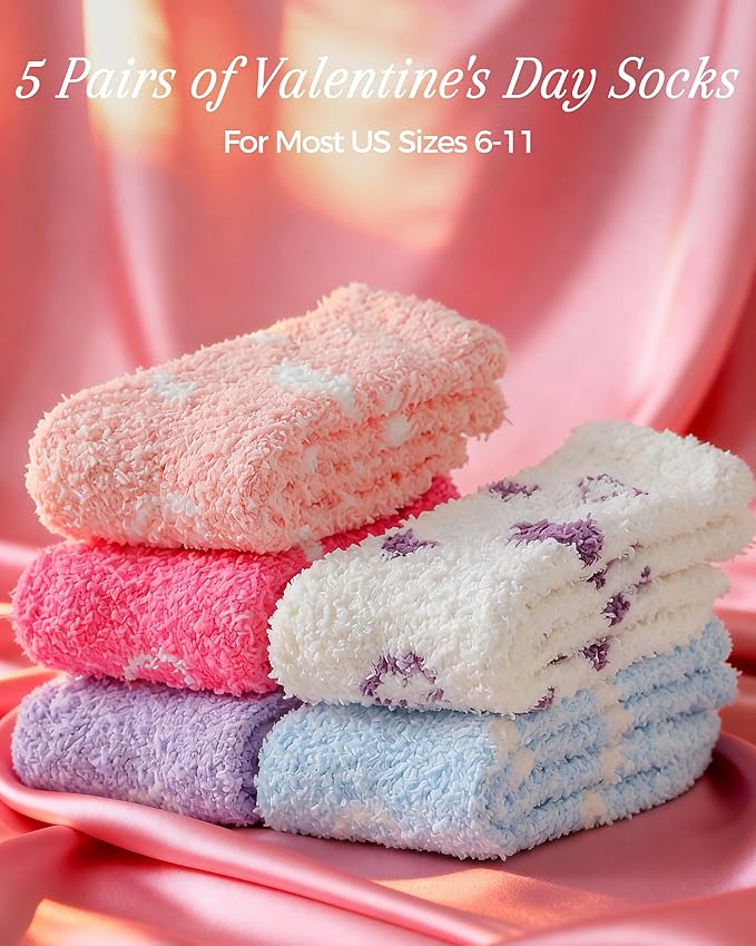 TEHOOK Warm & Cozy Valentines Gifts for Women, Fluffy Fuzzy Plush Sleeping Slipper Socks - Soft Warm Fabric