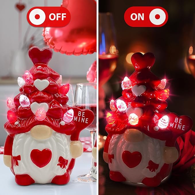 Valentines Day Decorations, Small Valentines Day Gnomes Ceramic Tree Decor, Valentine Gnomes Decor, Valentine's Day Decorations, Valentine Ceramic Tree Decoration for Home, Table