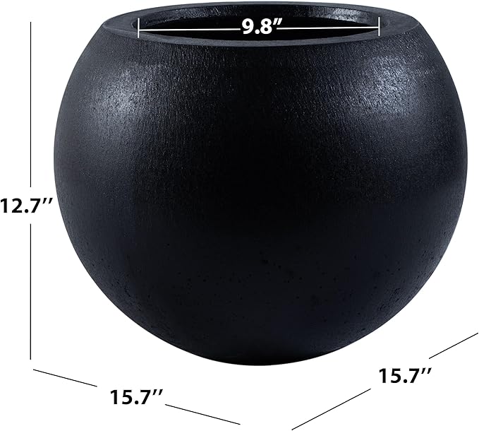 Safavieh Outdoor Collection Gerand Black Concrete Planter (Fully Assembled)