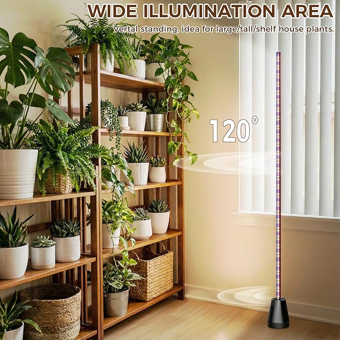 Standing Grow Light with Timer 1PC, 192 LEDs, 65 Inch Full Spectrum Vertical Plant Lamp for Indoor, 3 Light Modes, 5 Level Dimmable Floor Grow Light, Mimic Sunlight for Greenhouse/Garden