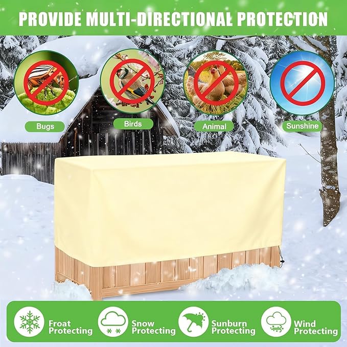 BATULU Plant Cover Freeze Protection,Rectangular Plant Protection Cover, Planter Plant Winter Frost Blanket with Zip Drawstring,2 Pack (39.3x17.7x15.7INCH)