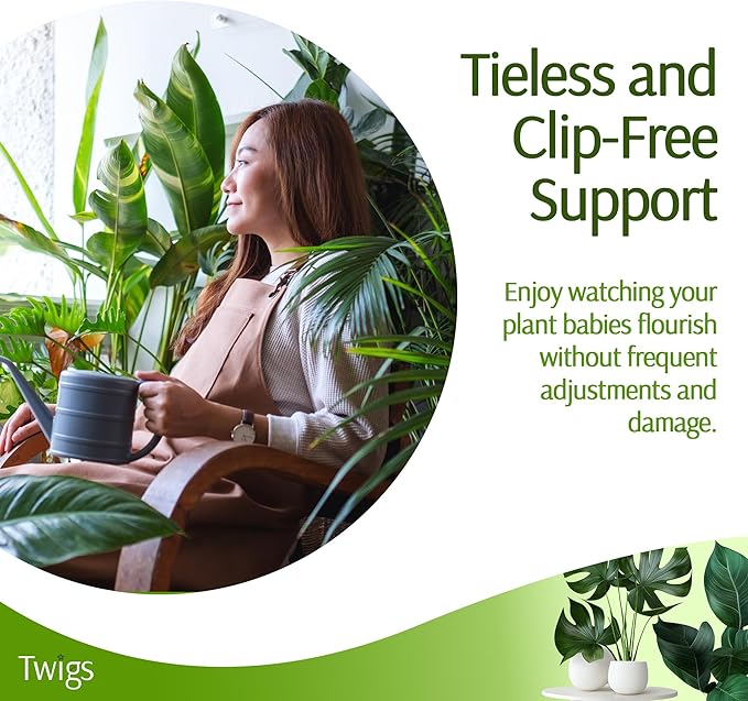 Twigs GA - Plant Support Stakes for Indoor & Outdoor Use, Durable Trellis Alternative for Climbing & Potted Plants, Houseplant Stem Holder Structures - Peony (Light Green), 10 Pack, 22" L, Original