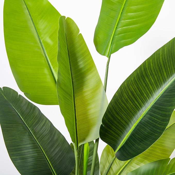 HAIHONG Bird of Paradise Artificial Plant 6.8FT, Faux Tropical Palm Tree with White Tall Planter, Large Fake Plants in Pot - Artificial Tree for Home Office Living Room Decor Indoor