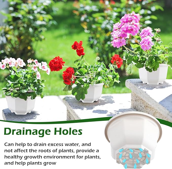 Roshtia 50 Pcs 5.1 inch Plastic Hanging Plant Pots with Hooks Flower Pots Baskets Outdoor Hanging Nursery Planter Holder for Home Garden Balcony Porch(Gray White,5.1 inch)