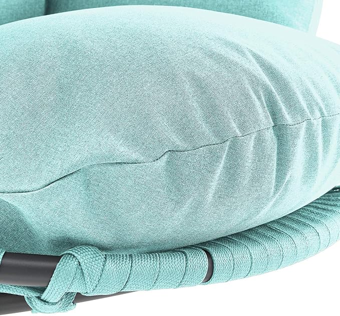 Barton Deluxe Hanging Chair Aqua w/Canopy Sun Shade Deep Cushion Lounge Seating Outdoor Indoor Patio Bedroom Hanging Swinging
