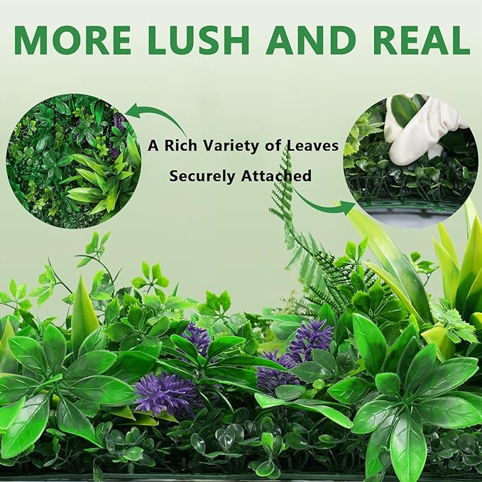 Yangrass 12pcs 20''x20'' Grass Wall Panels, Artificial Hedge Panels Greenery Wall, UV Protected Faux Grass Backdrop Privacy Fence Screen, Greenery Wall for Outdoor Indoor Garden Birthday Wedding Decor