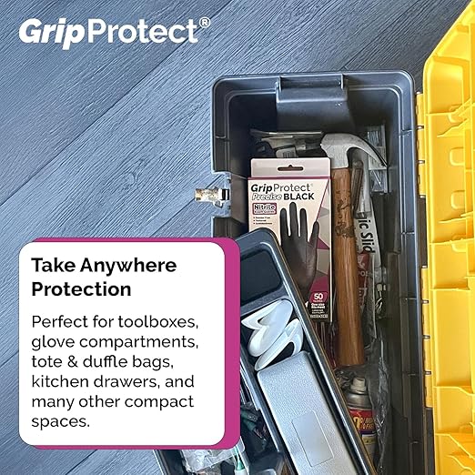 GripProtect® Precise Black Nitrile Gloves | Exam | 4 Mil | Chemo-Rated | Food, Home, Hospital, Law Enforcement, Tattoo | (Medium, 50)