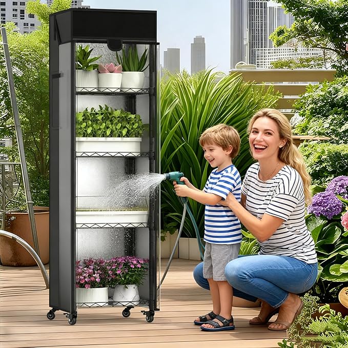 sagrynfp Small Greenhouse for Indoors, 5 Tier 15.7" L×11.8" W×62.3" H mini Greenhouse Outdoor, Indoor Adjustable Shelves