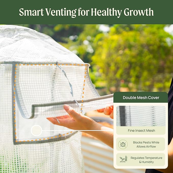 Vego garden Frost Greenhouse Cover System for 4.0' x 8.0' (10 in 1) Garden Bed (Garden Bed not Included)