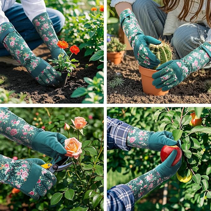 Trifabricy Gardening Gloves for Women - Long Garden Gloves with Grip Breathable, Thorn-Proof Puncture-Resistant Work Gloves