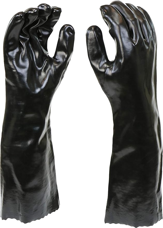 West Chester 12018 Chemical Resistant PVC Coated Work Gloves: 18" Length, Size Large, 2 Pairs