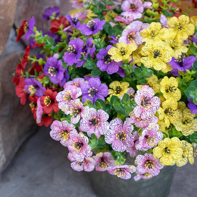 BCBLF Faux Flowers for Outdoor Planters, Artificial Flowers for Outdoors, 12 Bundles Outdoor Flowers Uv Resistant, Artificial Flowers for Decoration, Silk Faux Spring Flowers for Outside, Mixed Color