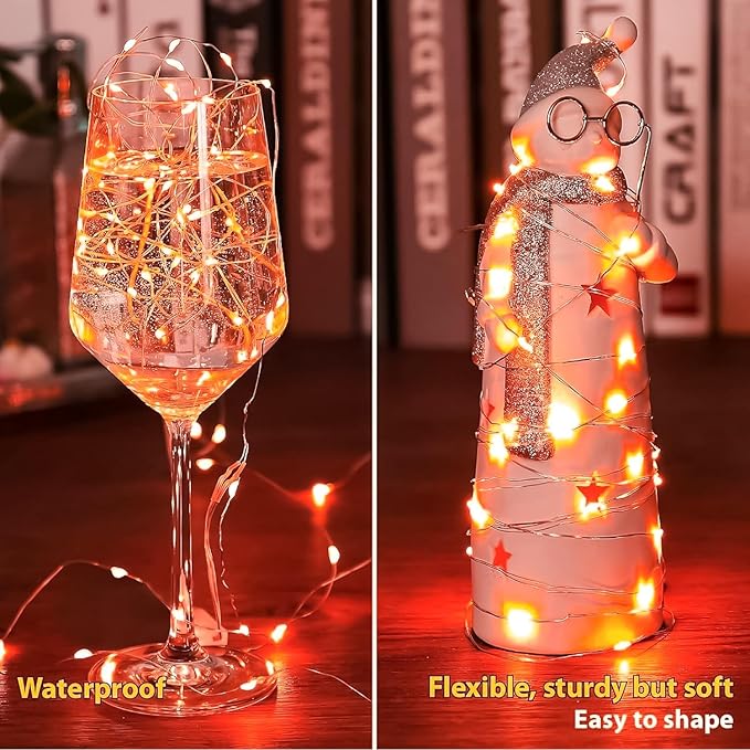HXWEIYE 12 Pack Fairy Lights Battery Operated, 7ft 20LED Mini Twinkle String Light for Mason Jar DIY Wedding Table Centerpieces Party Bedroom Christmas (Orange)