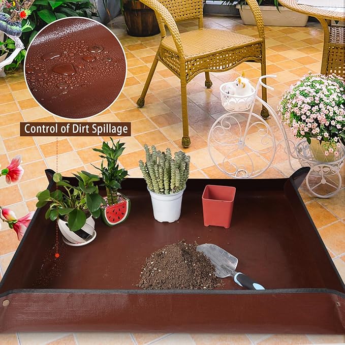 HNXTYAOB 39.5"x 31.5" Large Repotting Mat for House Plant Transplanting and Potting Soil Control Portable Gardening Tray Plant Gifts for Plant Lovers