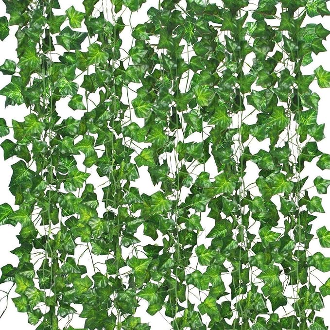 Fake Vines for Room Decor 48PCS Artificial Ivy Garland with Clip 336FT Green Flowers Hanging Plants Faux Greenery Leaves Bedroom Aesthetic Decor for Home Garden Wall Wedding