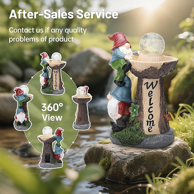 Solar Gnome Statue Outdoor Decor, Gnome with Glowing Globe Light Figurines - for Garden Patio Yard Lawn Housewarming for Women Mom Grandma