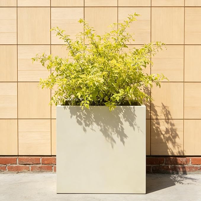 ARNIS Metal Planter Box, 20.75" Lx20.75 Wx20.75 H Large Square Indoor Outdoor Planters Cube, Galvanized Steel Heavy Duty Flower Pot with Drainage for Tall Plants, Trees, Flowers (Sand)