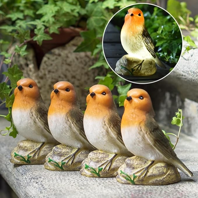 Solar Garden Decor Outdoor Statues - Waterproof Loving Bird Lights Decor for Yard, Lawn, Patio and Balcony Ornament, Unique House Warming Gifts for Women Grandma - 2 Pack