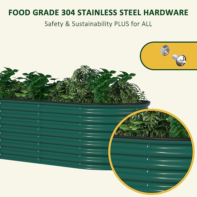 BlueWish 8ftx2ftx2ft Raised Garden Beds with 4 Aluminum Support Rods, Raised Garden Beds Outdoor with Rubber Strip, Bottomless Design, Metal Garden Bed for Vegetable, Flower,Herbs