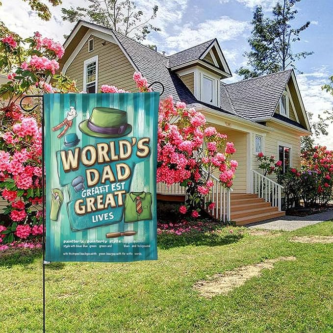 Fathers Day Garden Flag 12x18 Inch Double Sided All-Weather Polyester Outdoor Flag For Patio Lawn Yard And Garden Welcome Decor