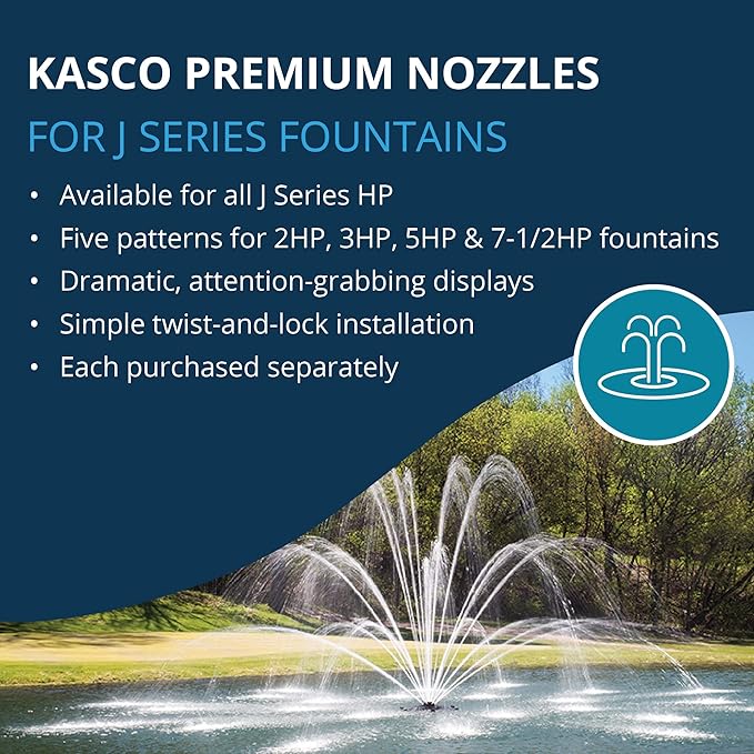 Kasco J Series 2 HP, 3 HP, 5 HP & 7-1/2 HP Mahogany Premium Fountain Nozzles Only (Fountain not Included)