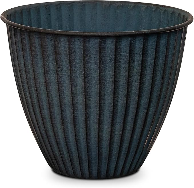 Headwind Monroe Natural Ironstone Collection - 10 Inch Ocean Blue Plant Pot – for Succulent Pots, Flower Pot, Planters for Indoor Plants & Outdoor Planter Pots for Plants by Robert Allen