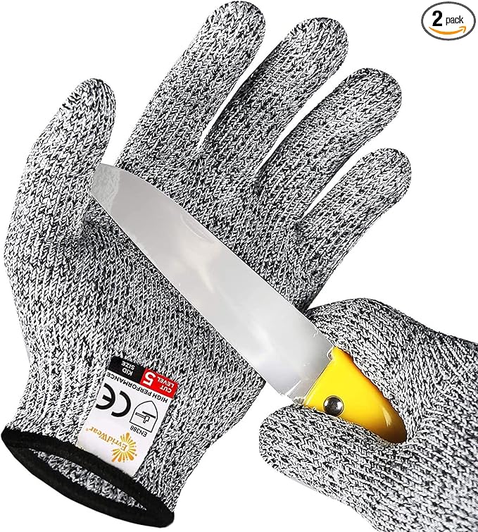 Evridwear Cut Resistant Gloves for Kids 4-6 Years, Level 5 Protection Cutting Gloves Food Grade for Cooking, Whittling, Wood Carving, Gardening and DIY