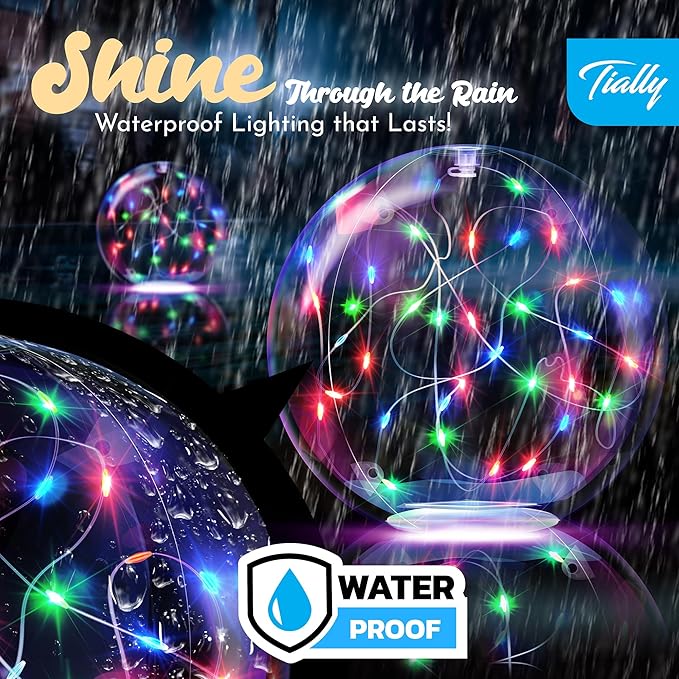 TIALLY Fairy Solar Floating Pool Lights - 14" Inflatable LED Pool Lights for Inground Pool, Waterproof Pool Lights That Float, Pool Decorations Outdoor, Best Gifts for Pool Owners, 2 Pack