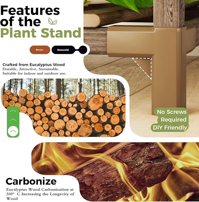 Bamworld plant stand indoor, brown