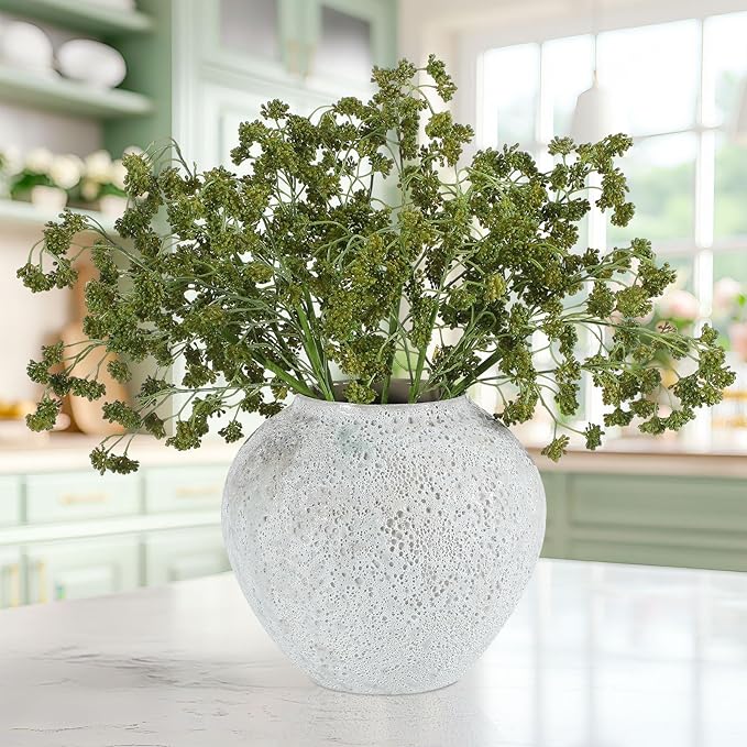 6 Pcs Green Faux Berry Stems Artificial Dusty Sedum Berry Stems Picks Branches Faux Spray for DIY Holiday Farmhouse Home Mantel Harvest Decorations (16 Inch)