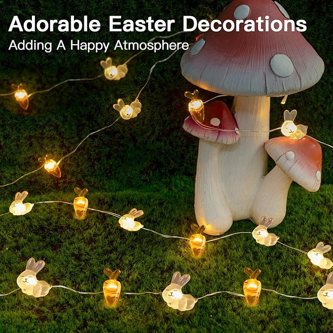 suddus Easter Lights Outdoor, Easter String Lights Battery Operated 12.8ft 40 LED Easter Decorations Indoor