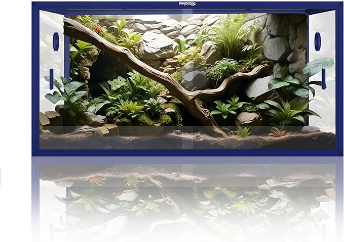 Phailozoo 120 Gallon Bearded Dragon Tank,48" x 24" x 24" Reptile Tank with Sliding Door Top Screen Ventilation, Front Opening Reptile Enclosure for Easy Maintenance